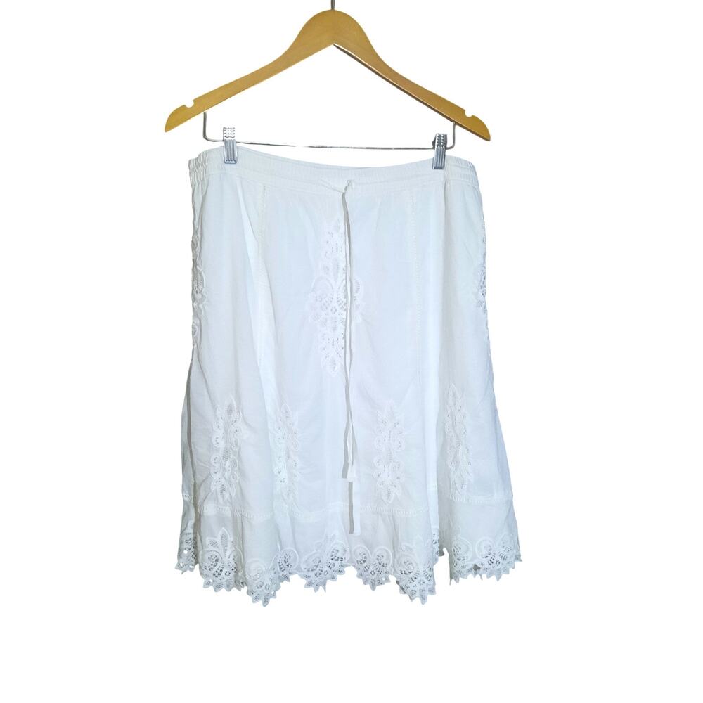 Lauren Ralph Lauren Womens White Eyelet Lace and Embroidered Midi Skirt Size L